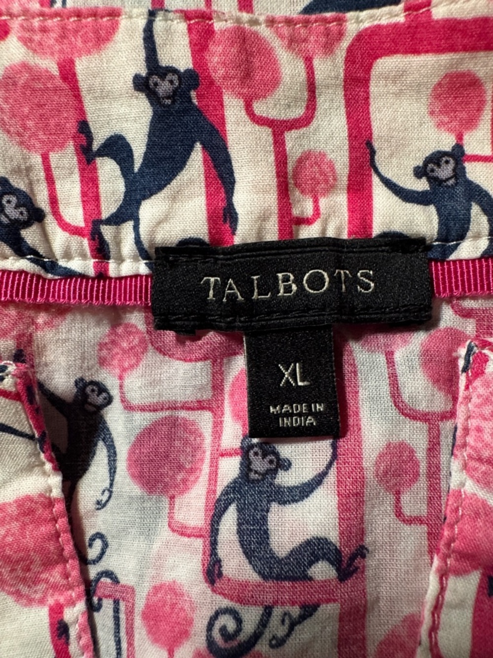 Talbots Pink and Navy Patterned V-Neck Tunic Size XL - Picture 7 of 8